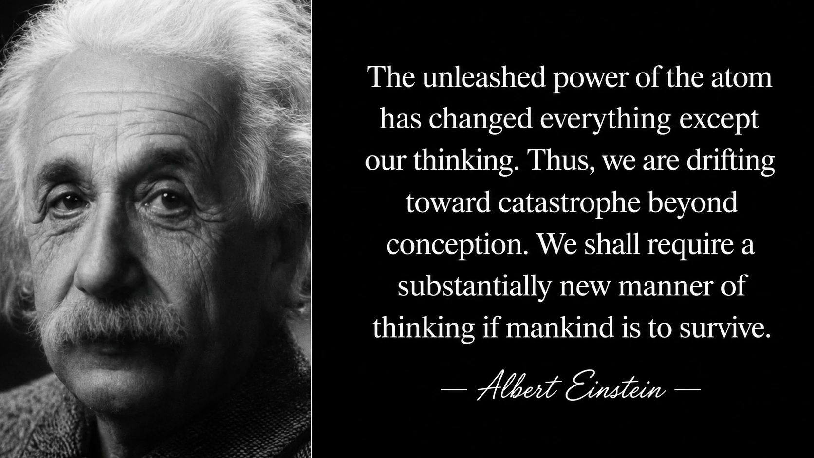 Albert Einstein quote about the need for a substantially new manner of thinking